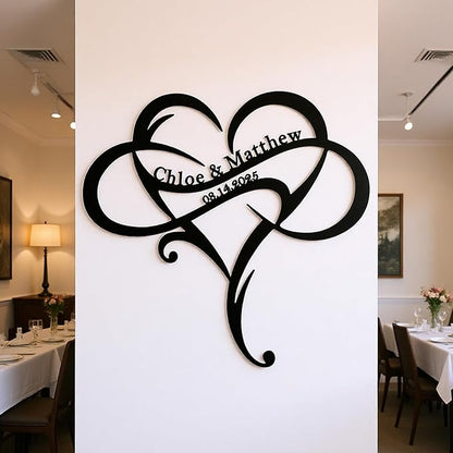 Personalized Infinity Heart Cloud Metal Sign for Couples,Custom Heart Cloud Full of Love Wall Decor with Couples Name and Date for Wedding,Anniversary,Valentines Day Gift