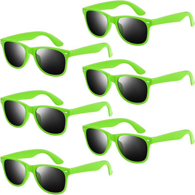 NEBURORA 12 Pack Green Neon Sunglasses Bulk Retro Colorful Party Glasses for Adult Men Women Birthday Wedding Summer Beach Pool Party Supplies