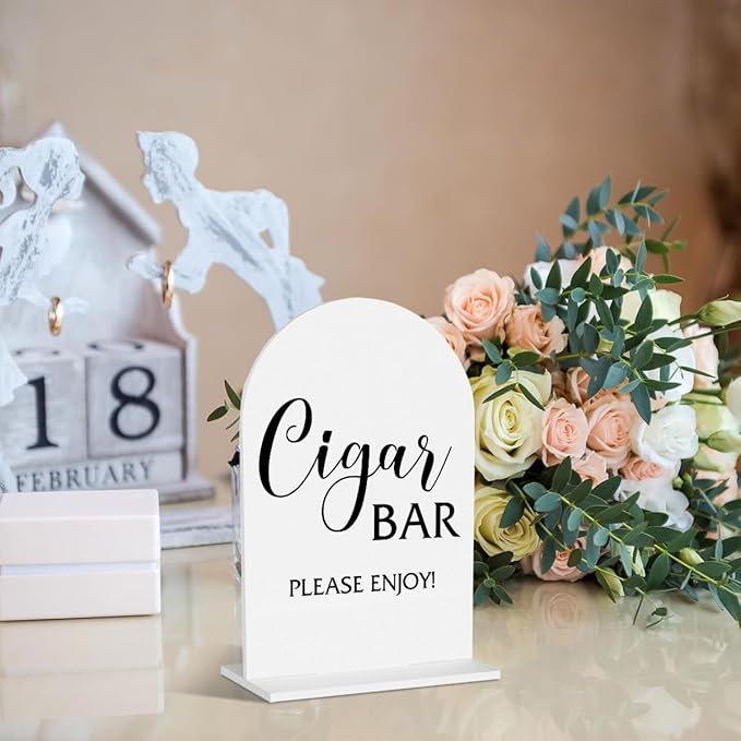 Cigar Bar Sign Wedding Bar Sign Wedding Table Signs for Engagement Bridal Shower Ceremony Reception Event Birthday Party Clear Acrylic Decor