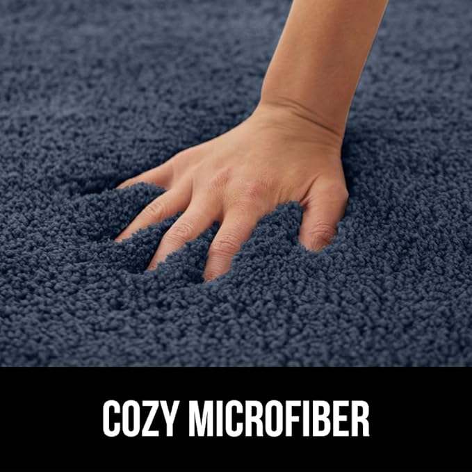 GORILLA GRIP Premium Luxury Bath Rug, 60x24, Absorbent, Soft, Thick Shag, Plush Bathroom Mat Rugs, Machine Washable, Microfiber Quick Dry, Mats for Shower, Bathtub and Floor Accessories, Indigo