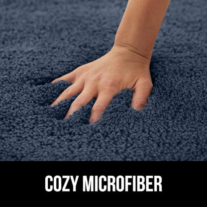 GORILLA GRIP Premium Luxury Bath Rug, 60x24, Absorbent, Soft, Thick Shag, Plush Bathroom Mat Rugs, Machine Washable, Microfiber Quick Dry, Mats for Shower, Bathtub and Floor Accessories, Indigo