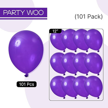 PartyWoo Dark Purple Balloons 101pcs 12 Inch Royal Purple Latex Helium Balloons for Birthday Baby Shower Graduation Anniversary Bachelorette Princess Butterfly Themed Party Decorations Purple-Y16