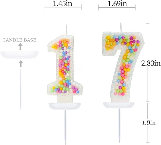 17th Birthday Candle for Cake, Colorful Macaron Numeral Candles for Boys/Girls, Theme Birthday Party Cake Decorations, Cake Topper for Birthday Party Supplies (Number 17)
