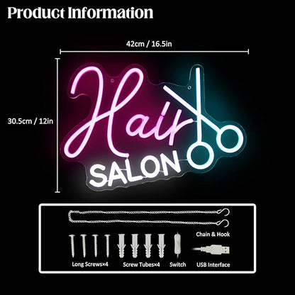 Hair Salon Neon Sign Barber Neon Light Salon LED Signs for Wall Haircut Neon Lights Signs for Barber Shop Beauty Room Decor Business Sign 16.5 × 12 in