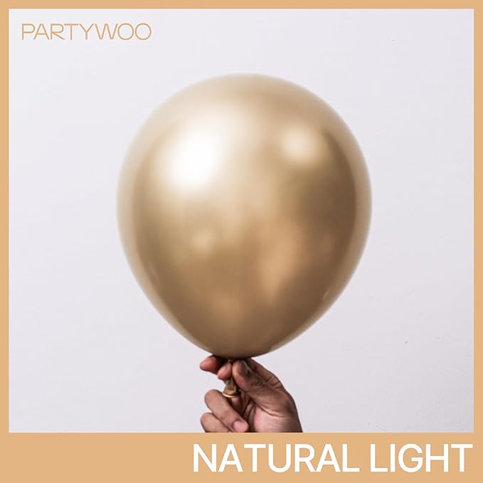 PartyWoo Metallic Gold Balloons 101pcs 12 Inch Chrome Gold Latex Helium Balloons for Wedding Christmas Birthday Graduation Baby Shower Retirement Bachelorette Tea Party Decorations Gold-G127
