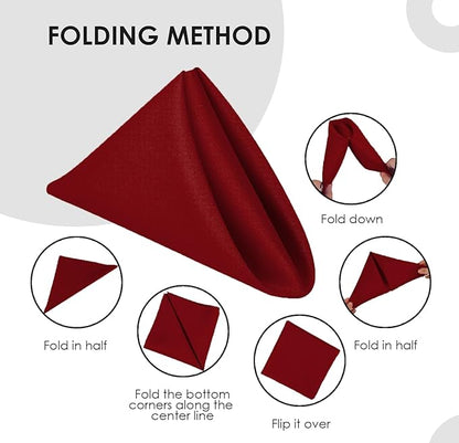 Red Cloth Napkins Bulk (Pack of 24) - 100% Polyester Dinner Linen Napkins Cloth Washable & Reusable - Durable with Hemmed Edges - Ideal for Parties and Weddings (17x17 Inches)