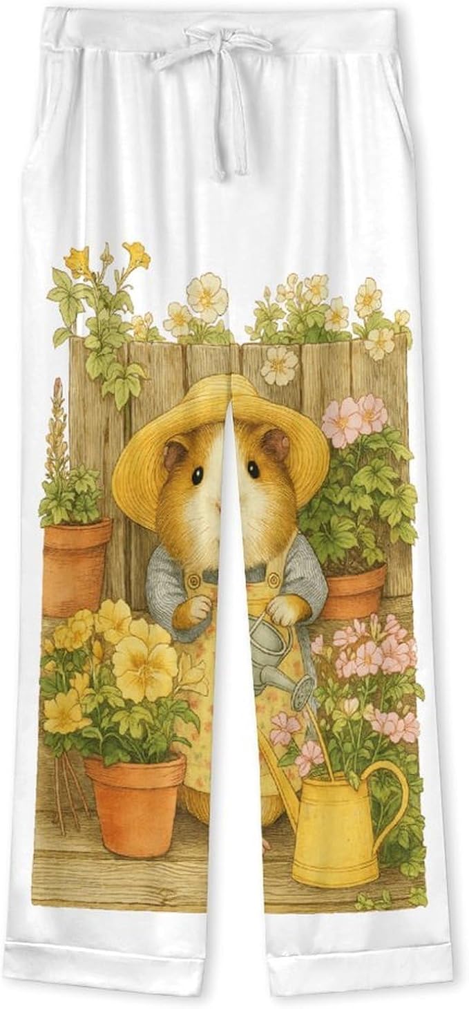 Lemons Leaves Ceramic Style Womens Pajama Set Long Sleeve Pajamas Top And Pants Soft Loungewear Pjs Sets