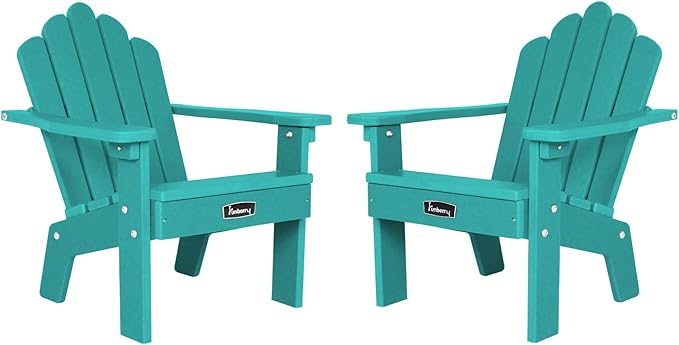 FUNBERRY Kids Outdoor Chair, CPC Certified HDPE Kids Adirondack Chairs Set of 2, All Weather Easy Installation Toddler Outdoor Chair with Ergonomic Design for Patio, Garden, Picnic, Backyard, Beach
