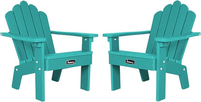 FUNBERRY Kids Outdoor Chair, CPC Certified HDPE Kids Adirondack Chairs Set of 2, All Weather Easy Installation Toddler Outdoor Chair with Ergonomic Design for Patio, Garden, Picnic, Backyard, Beach