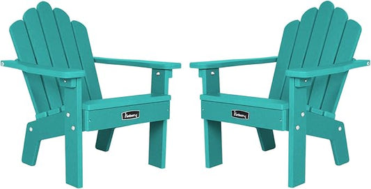 FUNBERRY Kids Outdoor Chair, CPC Certified HDPE Kids Adirondack Chairs Set of 2, All Weather Easy Installation Toddler Outdoor Chair with Ergonomic Design for Patio, Garden, Picnic, Backyard, Beach