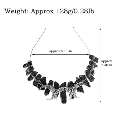 Black Natural Crystal Tiara Headband, Quartz Rhinestone Crown Goddess Halloween Masquerade Party Headwear for Women Girls