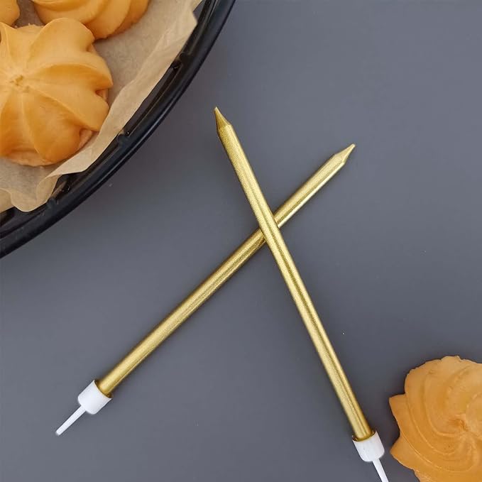 24 pcs 5.1 inches Long Tall Gold Birthday Candles for Cake is Perfect Cake Decorations (24, Gold)