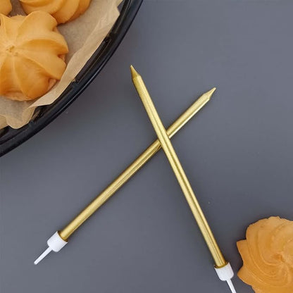 24 pcs 5.1 inches Long Tall Gold Birthday Candles for Cake is Perfect Cake Decorations (24, Gold)