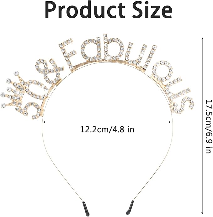 Sibba 50th Birthday Decorations for Women, Crown Headband 50th Birthday Decorations Queen Crown Gifts Birth day Accessories Party Decoration, Gold