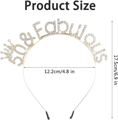 Sibba 50th Birthday Decorations for Women, Crown Headband 50th Birthday Decorations Queen Crown Gifts Birth day Accessories Party Decoration, Gold
