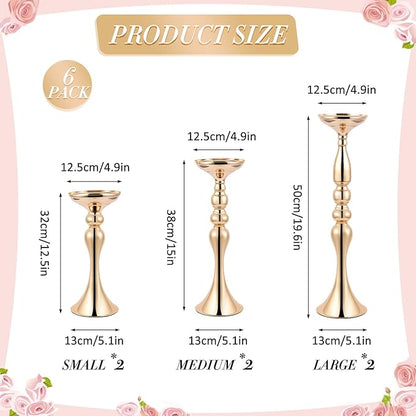 Sabary 6 Pcs Wedding Flower Stand Metal Flower Centerpieces Stand for Table Vase Arrangement Rack for Wedding Reception Dinner Table Party Decor(20, 15, 13 In,Gold)