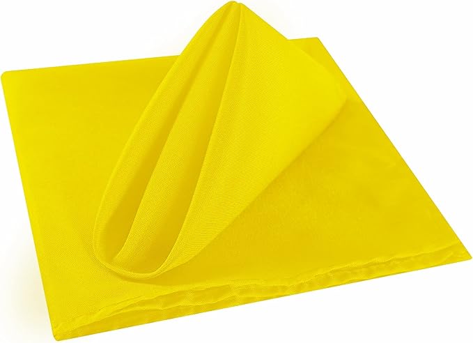 Cloth Napkins 17x17 inch Washable Polyester Dinner Napkins Soft Table Napkins for Wedding Party Dining Banquet(Yellow,25PCS)