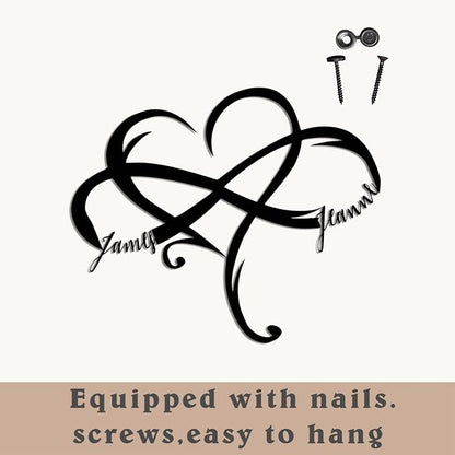 Metal Decorative Signage, Personalized Infinite Heart, 12/18/24 inches, Ideal for Home Decoration and Special Occasion Gift-Giving