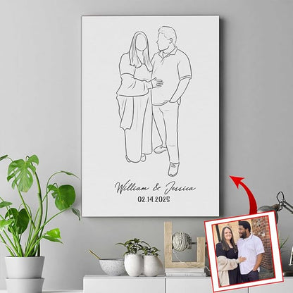 GABITA Personalized Crossroads Street Sign Wall Art for Couples, Anniversary Canvas for Couple, Gift for Valentines Day, Girlfriend Boyfriends Gifts, Custom Line Drawing Photo Poster for Wife Husband