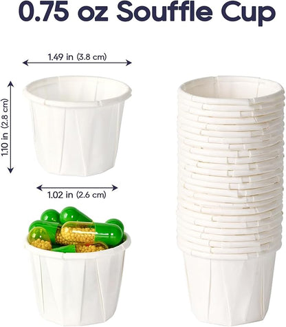 LITOPAK 500 Pack 0.75 oz Disposable Paper Souffle Medicine Cups, 3/4 oz Sample Cups for Tasting Pills, Food Dessert Services, and Condiments