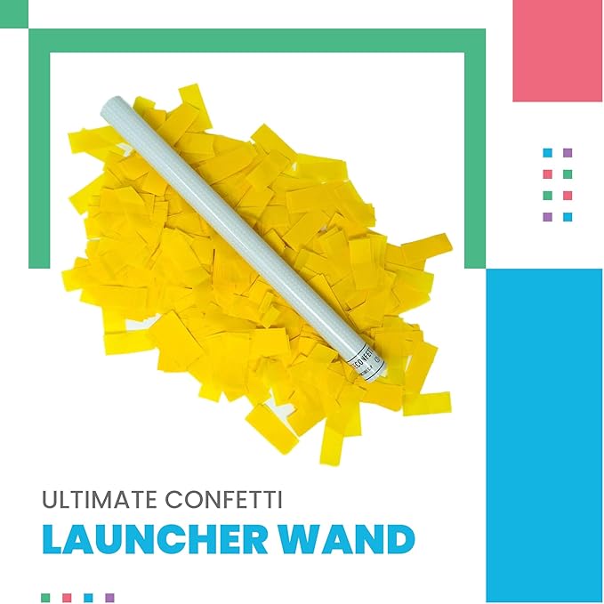 Ultimate Confetti Wand 14 inch Confetti Launcher Wand, Yellow, 8 Pack - Great for Parties, Weddings and Events Tissue, Metallic and Biodegradable Options