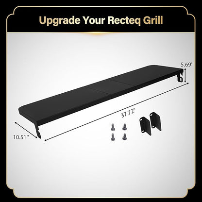QuliMetal Front Shelf for Rec Tec RT-800DB, Folding Front Grill Table Accessory, Foldable Pellet Grill Shelf with Extra Prep Space for Food Prep, Trays, Tools and Storage, 37.7" x 10.5"