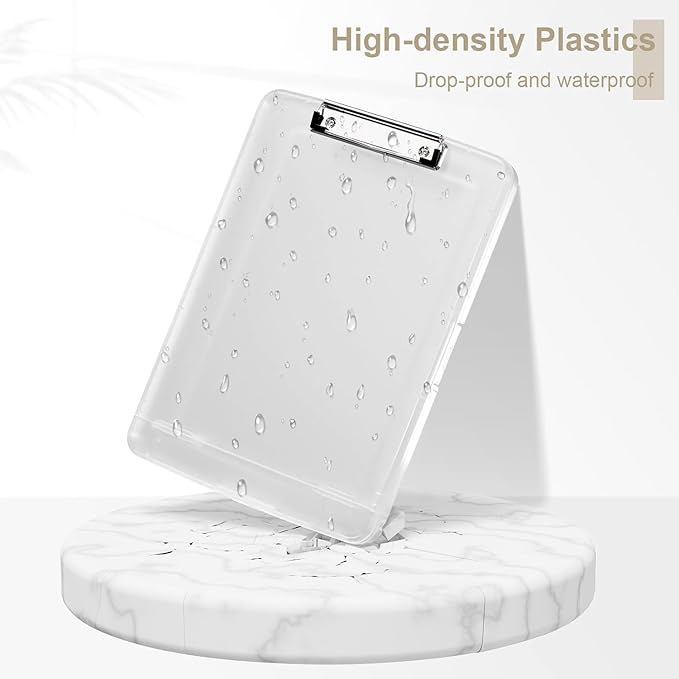Piasoenc Clipboard with Storage, 8.5 x 11 Organization Box with Pen Holder and A4 Legal Paper Folder, Folio & Side-Opening, Low Profile Clip,for Nurses,Teachers, Size 14 x 9.6 x 1.2 in,Translucent