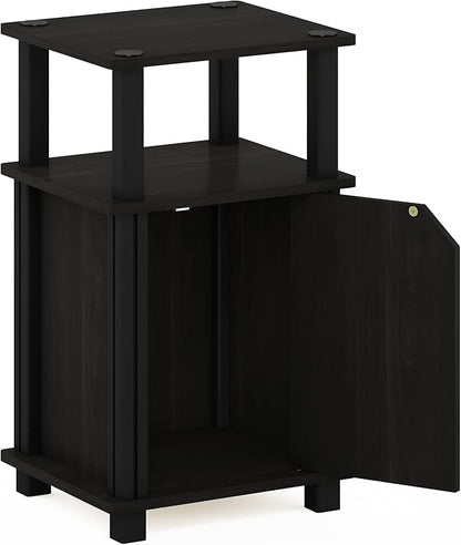 Furinno Brahms 3-Tier End Side Sofa Table/Nighstand with Door, 1-Pack, Espresso/Black
