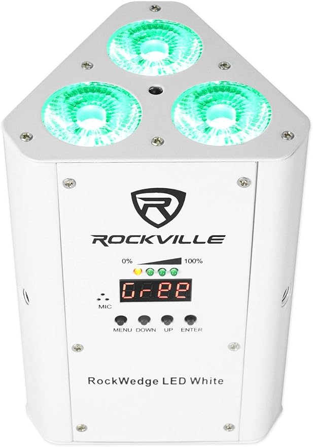 Rockville RockWedge LED 54W RGBWA+UV Rechargeable Wireless DMX Par Light, Battery-Powered, Remote Included, 16.7M Colors, Perfect for DJs and Event Lighting