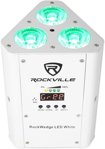 Rockville RockWedge LED 54W RGBWA+UV Rechargeable Wireless DMX Par Light, Battery-Powered, Remote Included, 16.7M Colors, Perfect for DJs and Event Lighting
