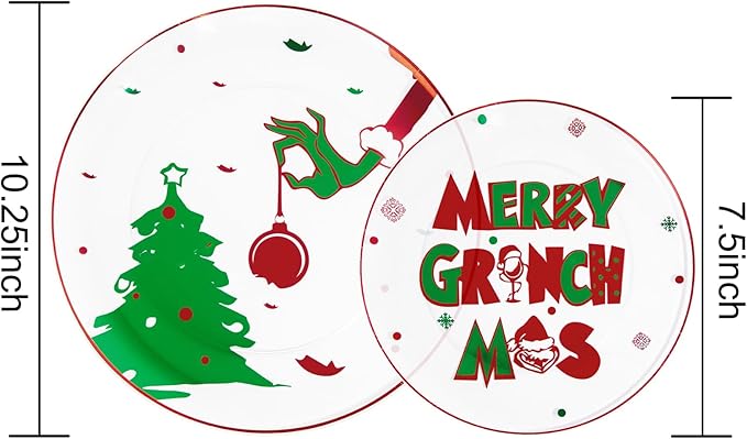 I00000 60Pcs Christmas Plastic Plates - Disposable Clear Plastic Plates Include 10.25'' Dinner Plate,7.5'' Dessert Plate for Christmas Party Supplies Wedding Birthday