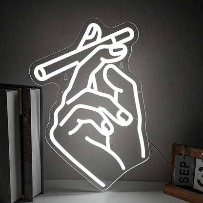 Smoking Hand Neon Sign for Wall Decor, Dimmable LED Neon Lights Art for Bedroom, Bar, Lounge, Game Room, Club Party Gift for Men