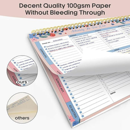 Taja Weekly To Do List Notepad with 52 Undated Sheets（8.5"×11"）- Weekly Desk Planner for Women & Man, Work and Home - 1 Pack Spring Blossom