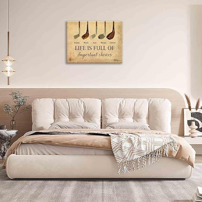 Golf Wall Art, Golf Pictures Wall Decor, Golfing Canvas Prints, Rustic Decorations Painting, Framed Artwork Office Home Decor For Bathroom Bedroom Dining Living Room 12" x 16"