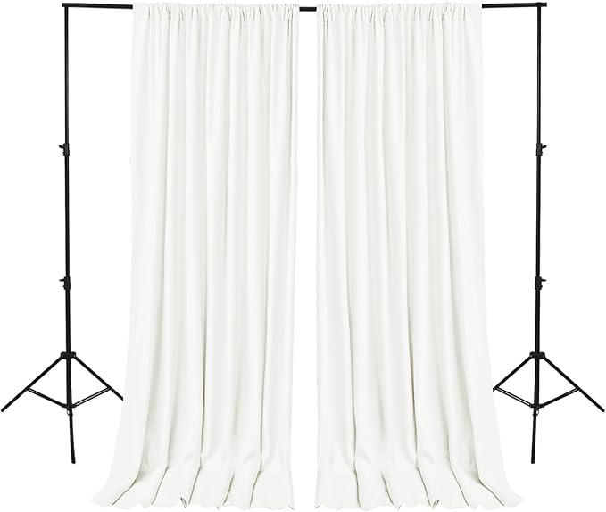 Hiasan Ivory Backdrop Curtains for Parties, Polyester Photography Backdrop Drapes for Family Gatherings, Wedding Decorations, 5ftx10ft, Set of 2 Panels