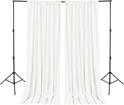 Hiasan Ivory Backdrop Curtains for Parties, Polyester Photography Backdrop Drapes for Family Gatherings, Wedding Decorations, 5ftx10ft, Set of 2 Panels