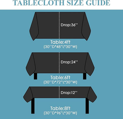 VidaFete Tablecloth 60 * 120inch 6pack Rectangle Table Cloth Polyester, Stain Wrinkle Resistant Dining Table Cover for Kitchen Dinning Party Wedding Rectangular Tabletop Buffet Decoration(Black)