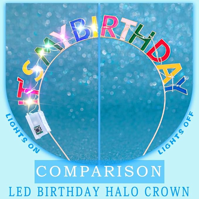 Its My Birthday Headband and Sash Light Up Crown Led Birthday Accessories Sets for Women