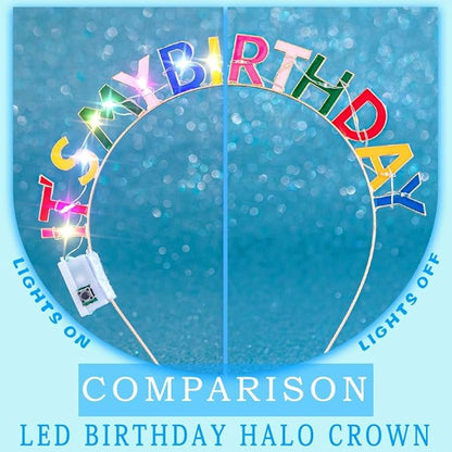 Its My Birthday Headband and Sash Light Up Crown Led Birthday Accessories Sets for Women