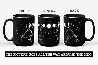 Black Cat Mug 15oz Cat Lover Gifts for Women Funny Goth Coffee Mug - Witch, Goth Decor Christmas Cup With Cats Goth Gift Witchy Gifts for Women, Men - Xmas Decorations Cats Christmas Gothic Home Decor