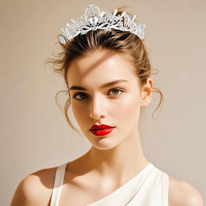 Kamirola Crystal Crowns and Tiaras Headband for Girl or Women Birthday Party Wedding Prom Bridal Christmas Valentine Mother's DayTR20 (Silver)