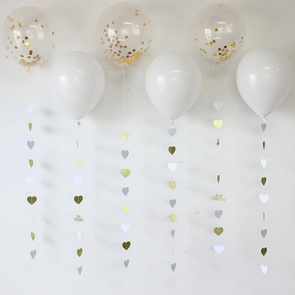 Gold Just Married Wedding Party Decorations Gold/White Heart Just Married Garland and Balloons for Wedding Bridal Shower Party