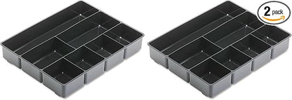 Rubbermaid Extra Deep Desk Drawer Director Tray, Plastic, 11.875 x 15 x 2.5 Inches, Black (Pack of 2)