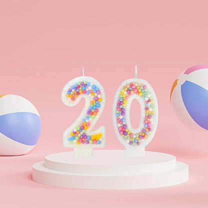 20th Birthday Candle for Cake, Colorful Macaron Numeral Candles for Boys/Girls, Theme Birthday Party Cake Decorations, Cake Topper for Birthday Party Supplies (Number 20)