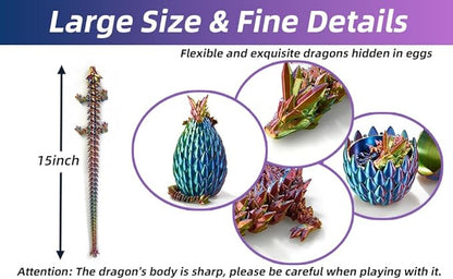 15inch 3D Printed Dragon Eggs Fidget Toys,Mystery Crystal Dragon Egg for Easter Basket Stuffers, Easter Toys & Decor – Unique Easter Basket Essentials for Kids & Collectors