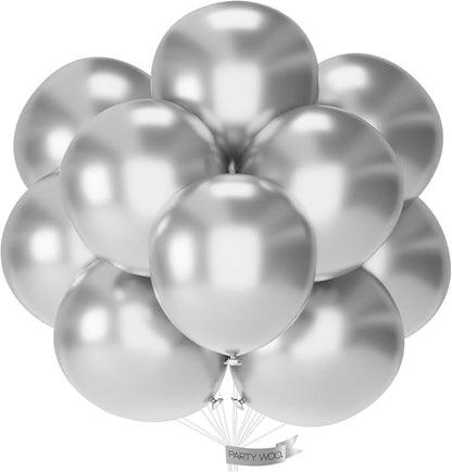 PartyWoo Silver Balloons 20pcs 18 Inch Silver Latex Helium Balloons for Birthday Wedding Anniversary Graduation Bachelorette Engagement Bridal Shower Retirement Party Decorations Silver-G102