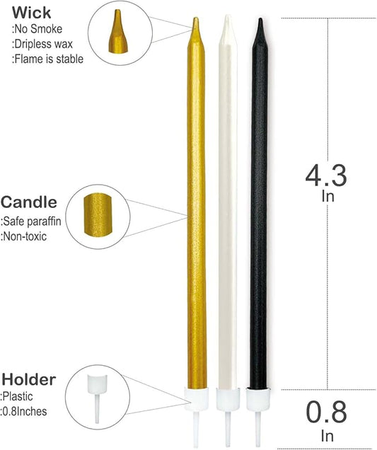 24 pcs 5.1 inches Long Tall Black Birthday Candles for Cake is Perfect Cake Decorations (24, Black)