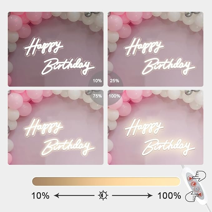 40"/23" Happy Birthday Neon Sign Large - Happy Birthday Sign 12V - Happy Birthday Light Up Sign with Dimmable Switch - 2PCS Happy Birthday LED Sign for Backdrop, Party, Celebration, Decoration