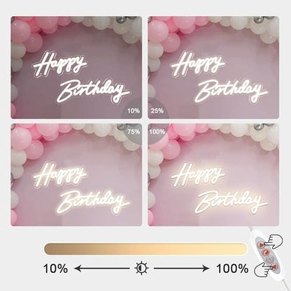 40"/23" Happy Birthday Neon Sign Large - Happy Birthday Sign 12V - Happy Birthday Light Up Sign with Dimmable Switch - 2PCS Happy Birthday LED Sign for Backdrop, Party, Celebration, Decoration