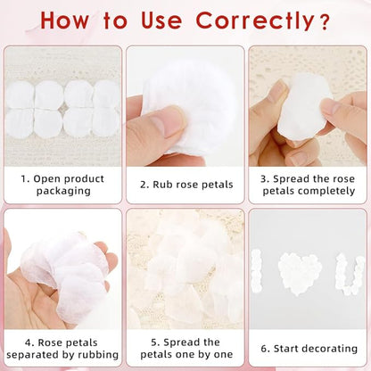 Rose Petals 2000pcs Artificial Silk White Rose Petals Flower Petals Fake Faux Roses Petal for Romantic Night Roses Petal Decorations for Wedding Proposal Anniversary Valentine's Day Flower Decorations